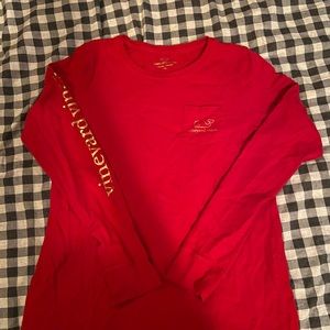 red w/ gold vineyard vines long sleeve